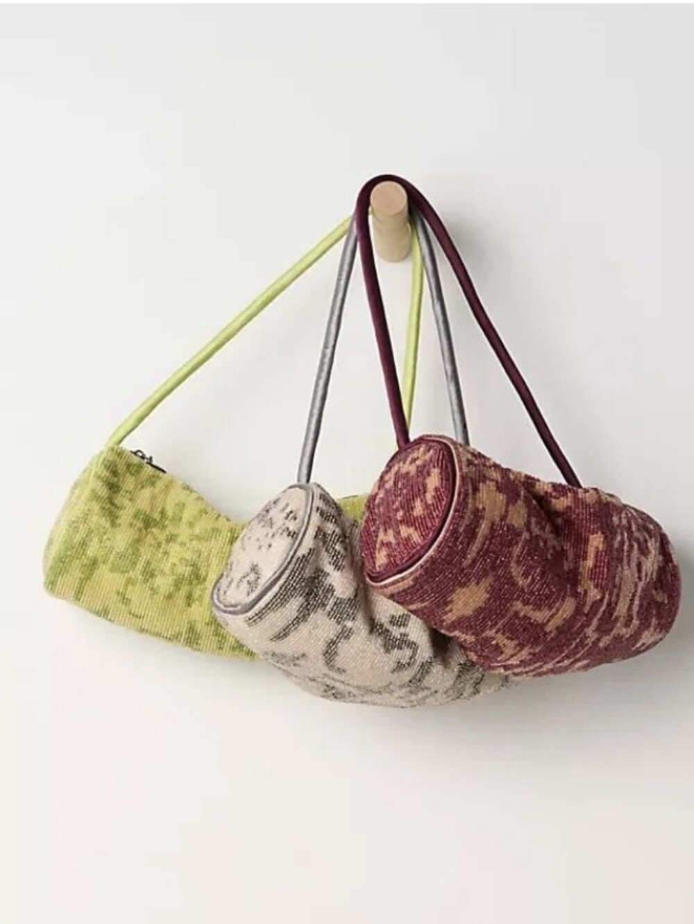 NWT Gree People Bailey Beaded Barrel Shoulder Bag-Lime